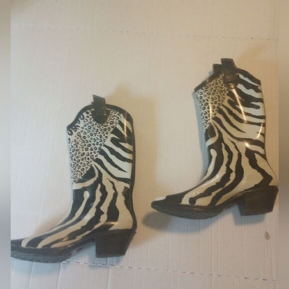 - Nature breeze zebra cheetah print cowboy rain boots - Picture 4 of 9